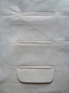 Sample welt pockets. Double, single and flap